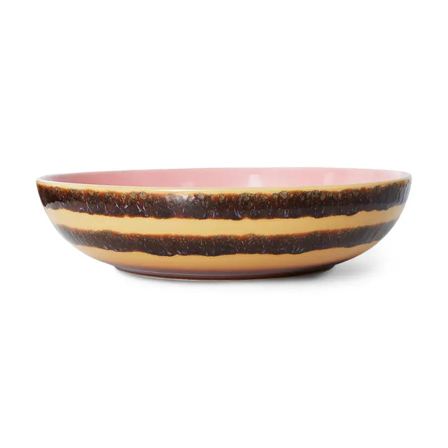 HK Living Salatschüssel XXL Serene 70s Ceramics – Stoneware Ø 33 cm, natürliche Küstenfarben, handglasiert, KST0041