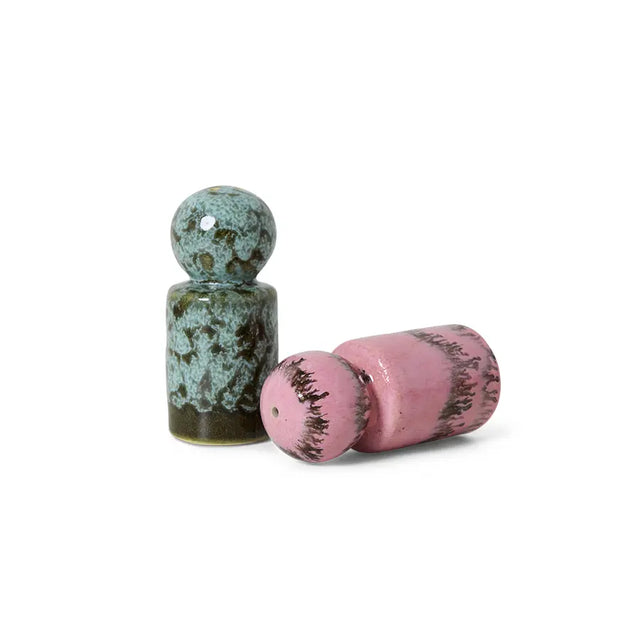 HK Living Salzstreuer und Pfefferstreuer Baroque 70s Ceramics – Streuer aus Keramik, Ø 4,8 cm H 9,8 cm, handbemalt