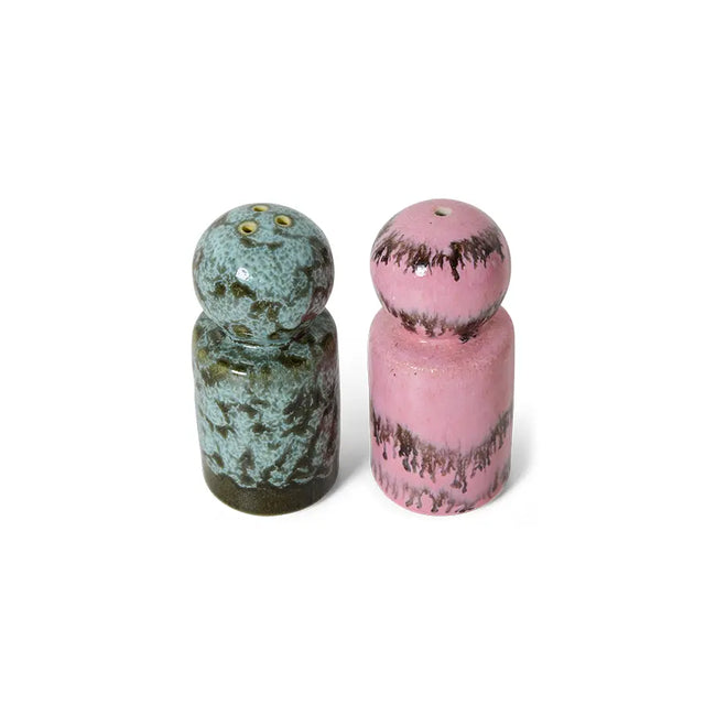 HK Living Salzstreuer und PfefferstreuerBaroque 70s Ceramics – Stoneware Duo, Ø 4,8 cm H 9,8 cm, handbemalt, kunstinspirierte Töne, KST0197