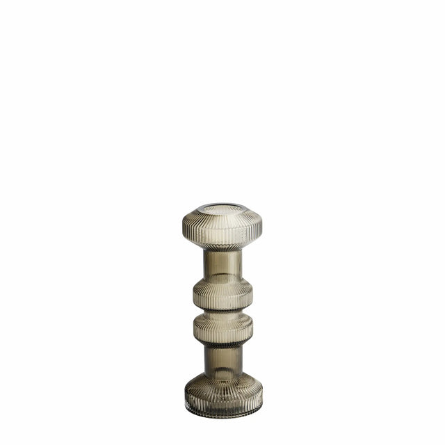 ISAA Vase-Kerzenständer Ara braun, geripptes Glas, hohe Vase 33,5 cm