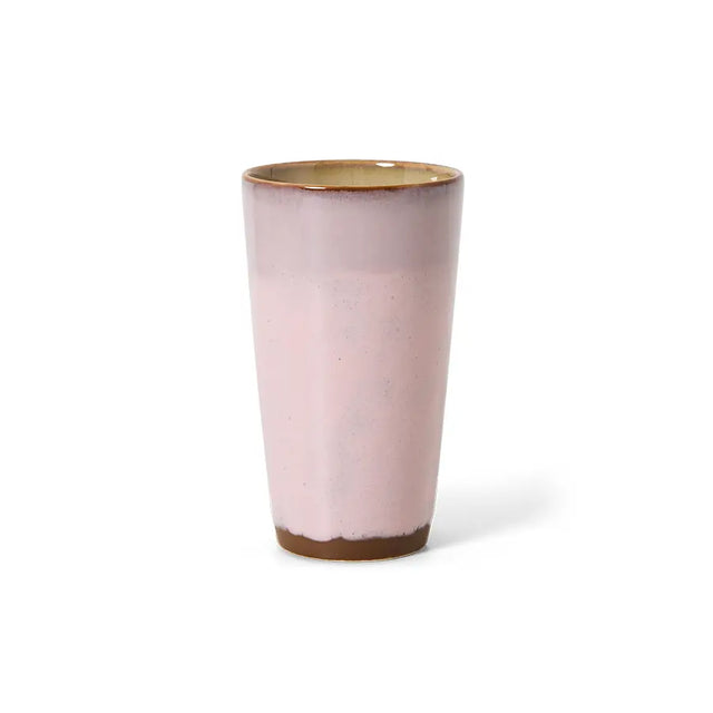HK Living 70s Ceramics Latte Mug Veil – Keramik Becher rosa, 280ml, handglasiert