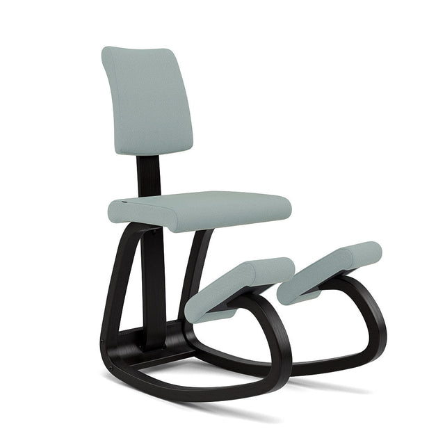 Kniestuhl mit Rückenlehne Variable Plus (Schwarz/Graugrün) - Varier Furniture - DesignWe.Love