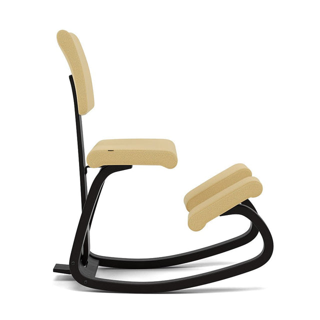 Kniestuhl mit Rückenlehne Variable Plus (Schwarz/Hellgelb) - Varier Furniture - DesignWe.Love