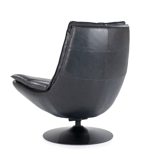 Loungesessel Sven Leder Schwarz drehbar - Eleonora - DesignWe.Love