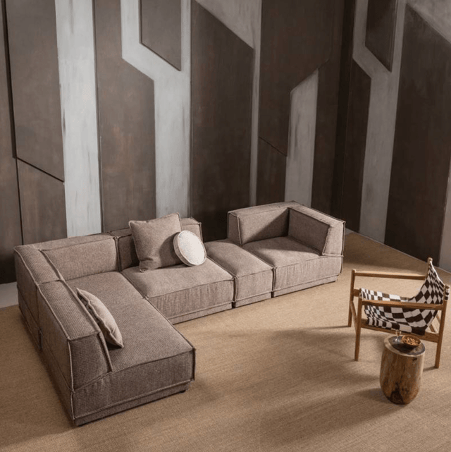 Manu Chaise Lounge Sofa Teddy Taupe (rechts) - WOOOD - DesignWe.Love