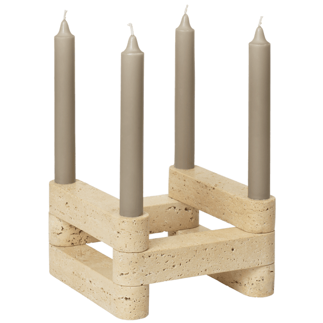 Modulare Kerzenhalter im Set Newel Travertin - ferm LIVING x Utzon - DesignWe.Love