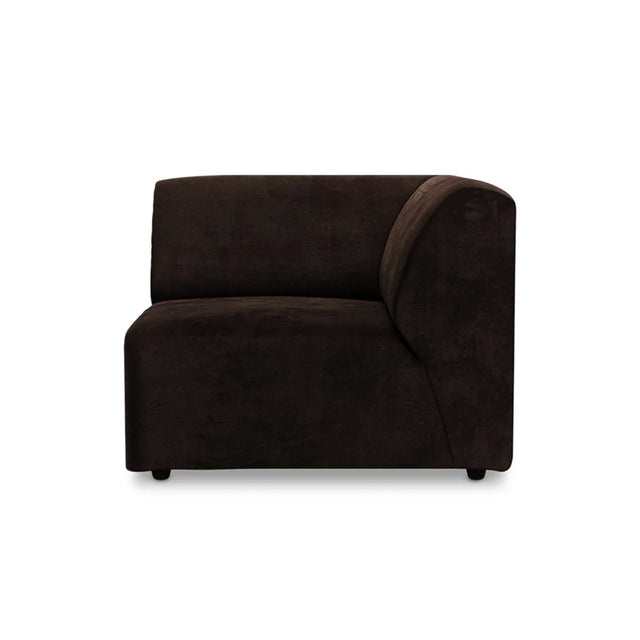HKliving Jax Couch Modulsofa Endelement Rechts in Royal Velvet Espresso, Freisteller