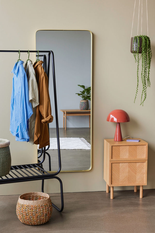 Nachttisch aus Eichenholz Naturfarben Herringbone - Hübsch - DesignWe.Love