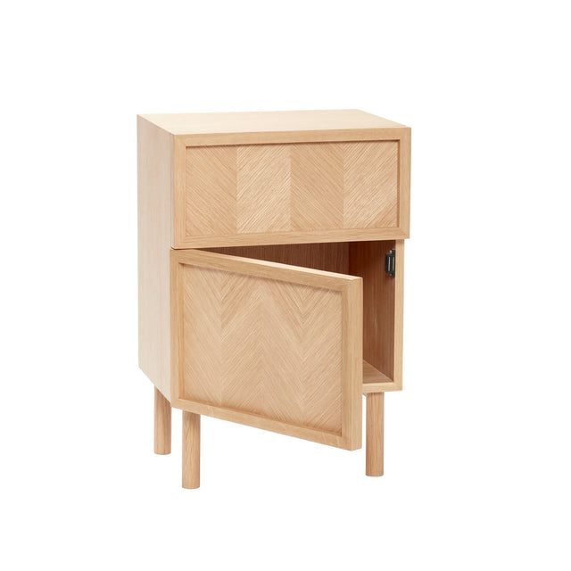 Nachttisch aus Eichenholz Naturfarben Herringbone - Hübsch - DesignWe.Love