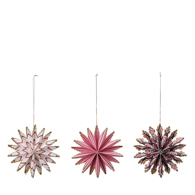 Papiersterne Weihnachtsanhänger Rosa Mix, Christbaumschmuck aus Papier von Wikholm Form