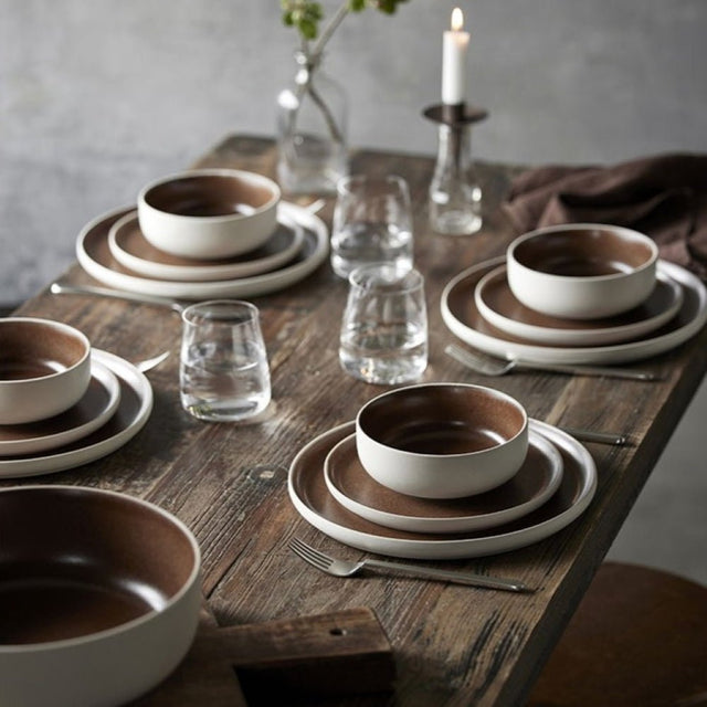 Salatschüssel Ø 25 cm Matte White/Matte Bark - Studio Round North - DesignWe.Love
