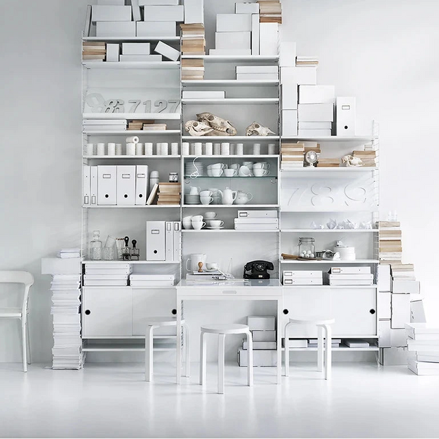 Schrank mit Schiebetüren 78x30cm Weiß – String Furniture