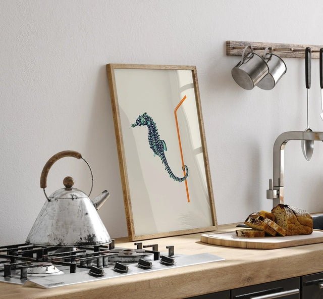 Seahorse and Straw 30x40 Poster Kunstdruck - The Dybdahl Co - DesignWe.Love