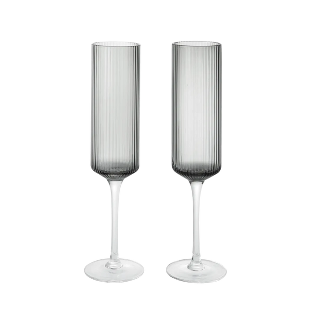 Sektgläser Ripple Grau - ferm LIVING - DesignWe.Love