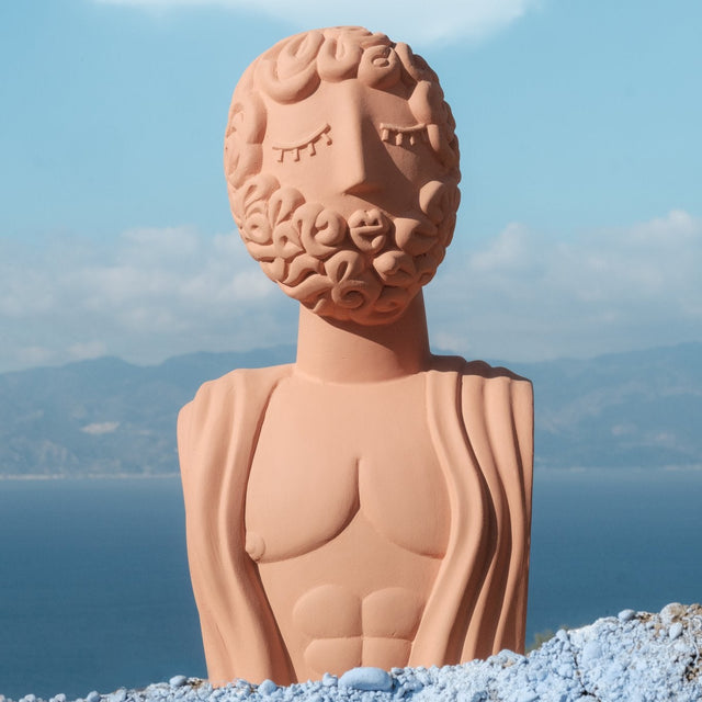 Seletti griechische Büste aus Terrakotta Mann als Gartenfigur