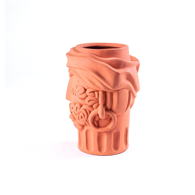 Seletti Magna Graecia Kopf Vase Mann aus Terrakotta – Vase mit Gesicht und Bart Seitenansicht