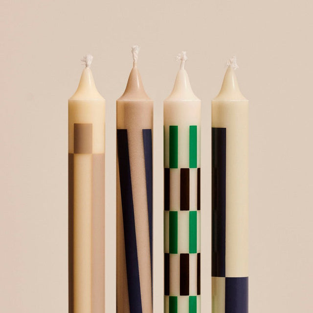 Stabkerze Pattern Candle Off White/Green/Black - HAY - DesignWe.Love