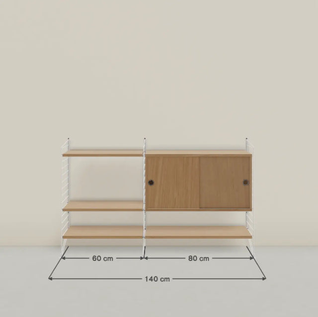 String Regalsystem Wohnzimmer Set komplett – 140 × 85 × 30 cm mit Regalböden und Schrank