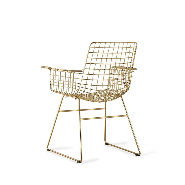Stuhl Metall Wire mit Armlehnen Messing - HK Living - DesignWe.Love