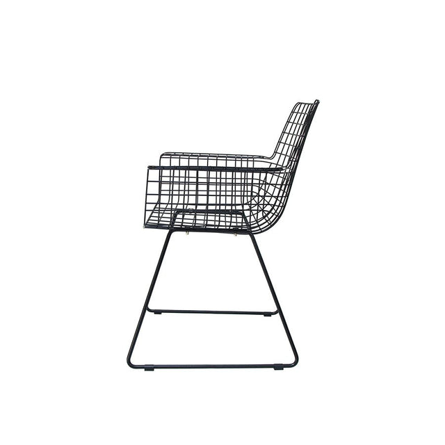 Stuhl Metall Wire mit Armlehnen schwarz - HK Living - DesignWe.Love