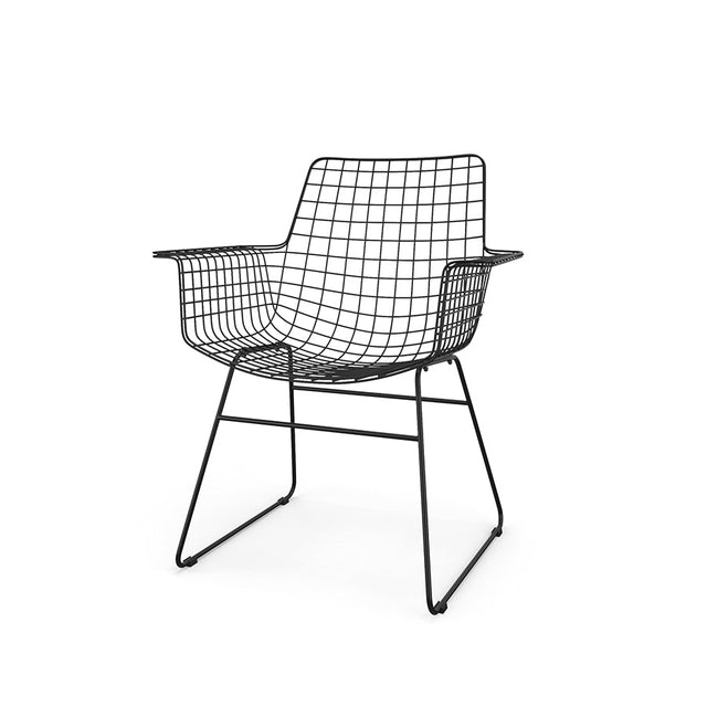 Stuhl Metall Wire mit Armlehnen schwarz - HK Living - DesignWe.Love
