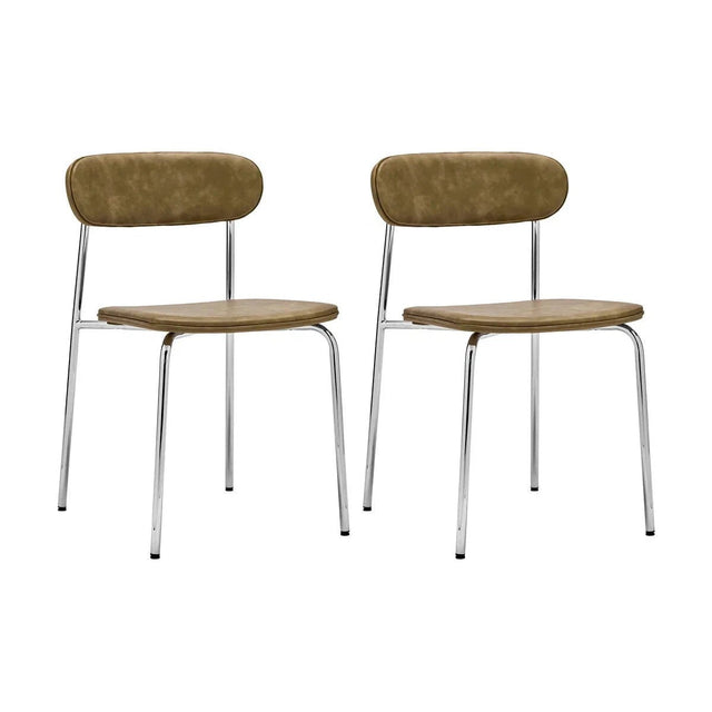 Stuhl Pova Chrom/Khaki gepolstert 2er Set - House Doctor - DesignWe.Love