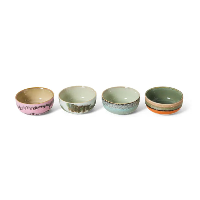 HKliving 70s Ceramics Tapas Schalen Renaissance – Detailansicht texturierte Glasur, kunstinspiriertes Design
