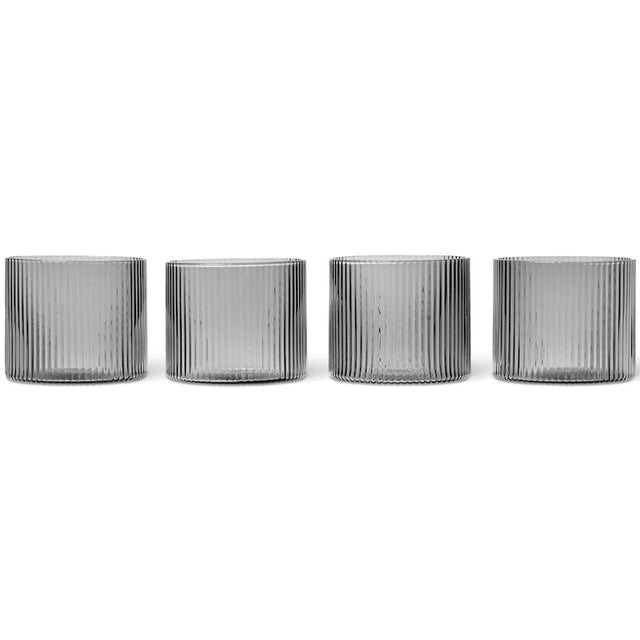 Trinkgläser Ripple Low 4er Set grau - ferm LIVING - DesignWe.Love