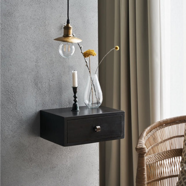 Wandregal mit Schublade Bedsi Schwarz - DesignWe.Love