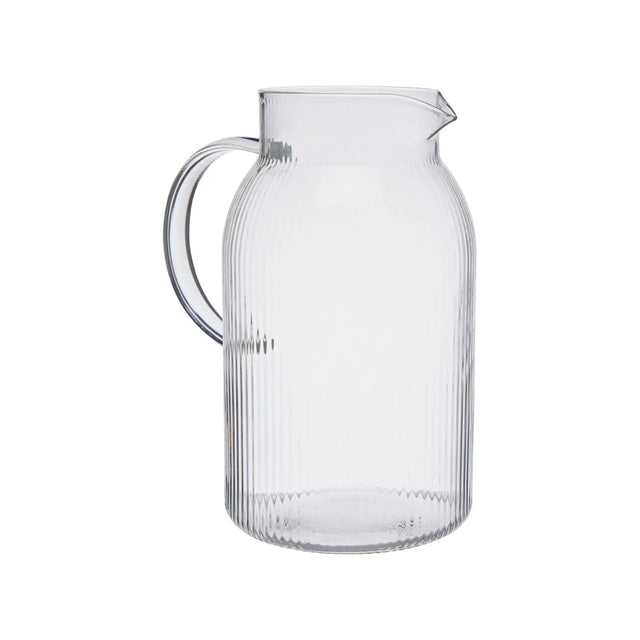 Hevin Wasserkaraffe Glas klar mit Henkel und Rillen, Wikholm Form