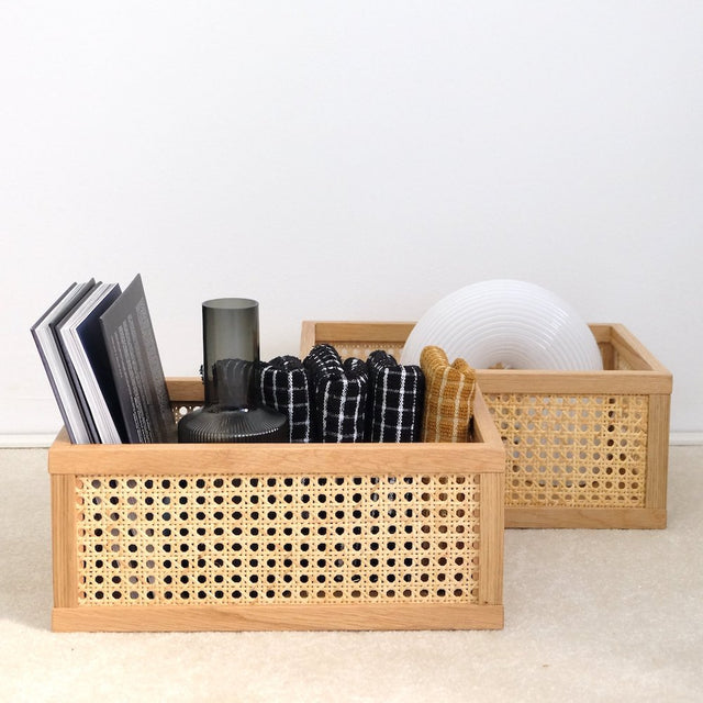 Aufbewahrungsbox Cane Medium - Box aus Rattan und Eiche - DesignWe.Love