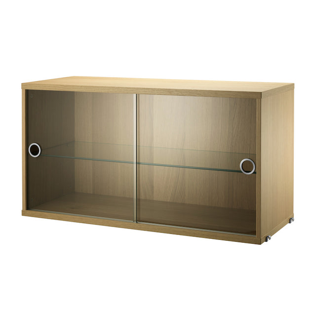 Schrank mit Glas-Schiebetüren 78x30cm Eiche – String Furniture
